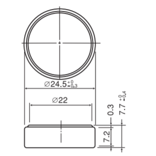 CR2477 Diameter 24mm, Height 7.7mm CR2477 Diameter 24mm, Height 7.7mm